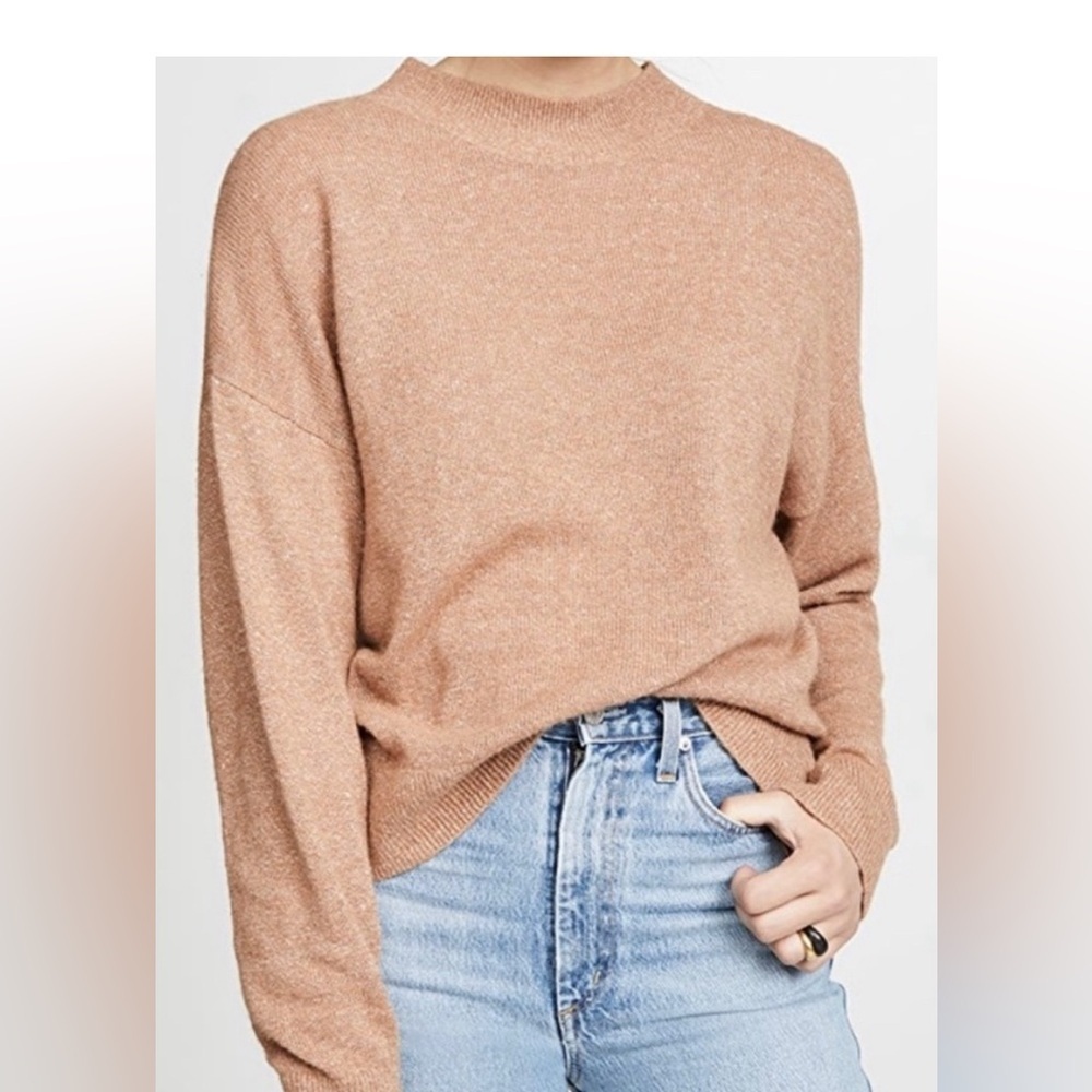 REFORMATION Women’s Elle Yak Linen Toffee Tan Crewneck Sweater Size S